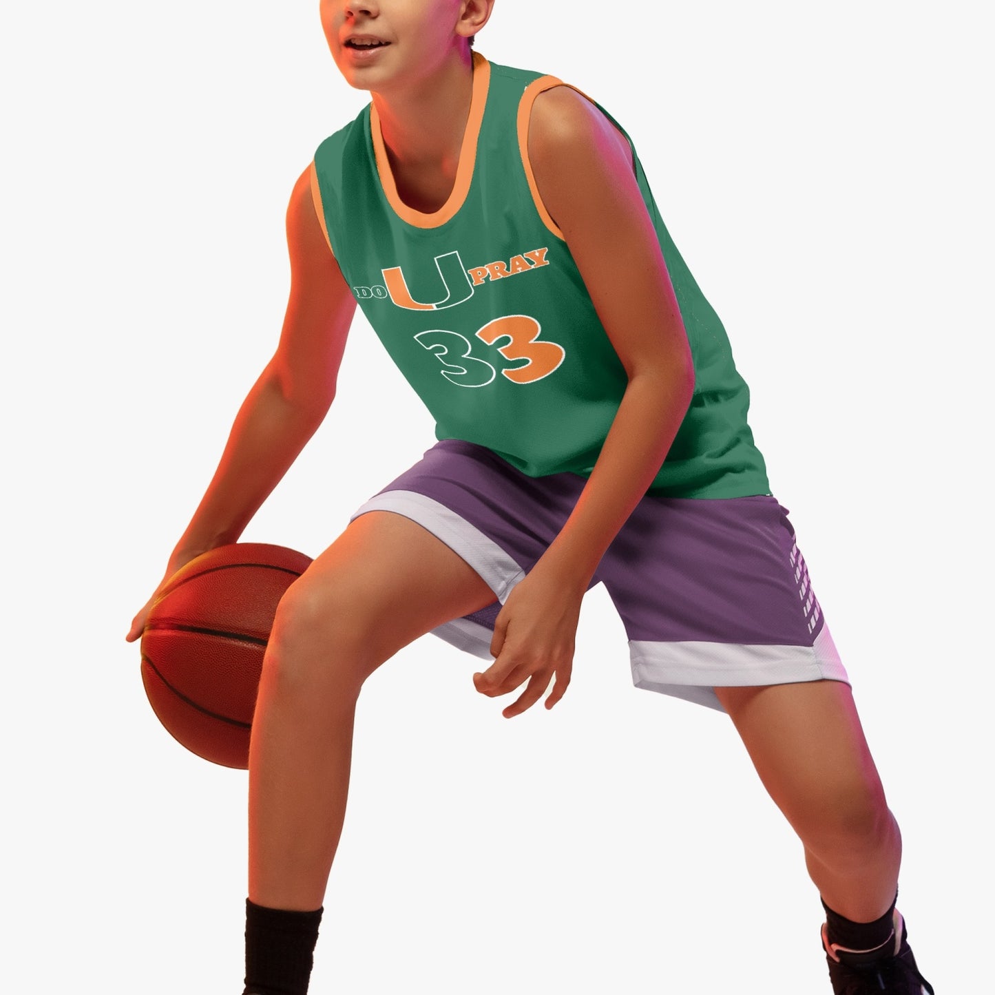 Bright and bold Kids DoUPray Basketball Jersey – empowering young players on and off the court!