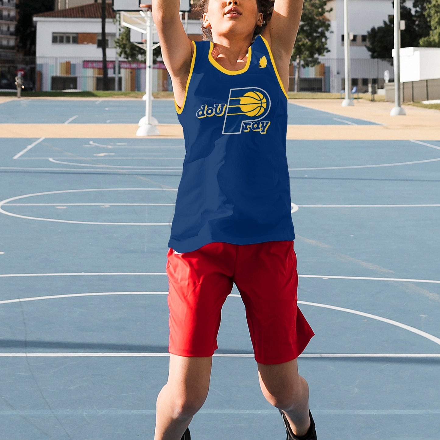 Bright and bold Kids DoUPray Basketball Jersey – empowering young players on and off the court!