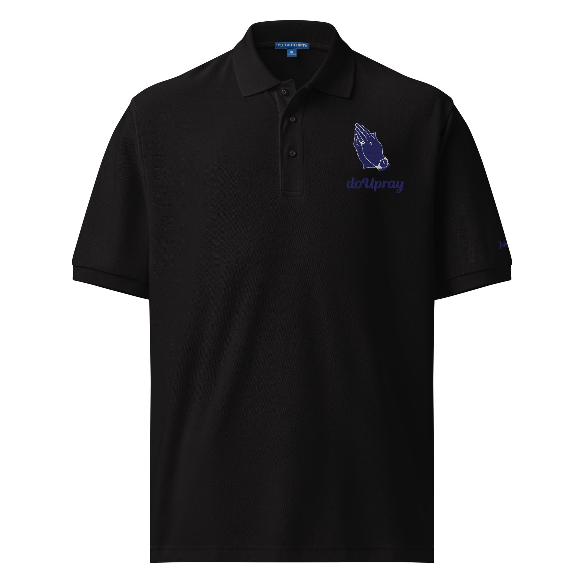 Do U Pray Men’s Premium Polo Shirt – Christian men’s apparel with embroidered logo, breathable cotton, USA